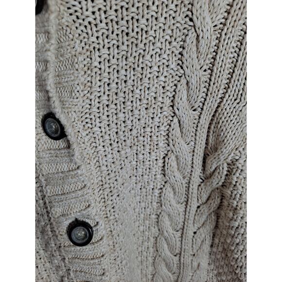Leo‎ & Nicole Women's Cotton Beige Cable Knitted Mock Neck Sweater Size M - Picture 3 of 7